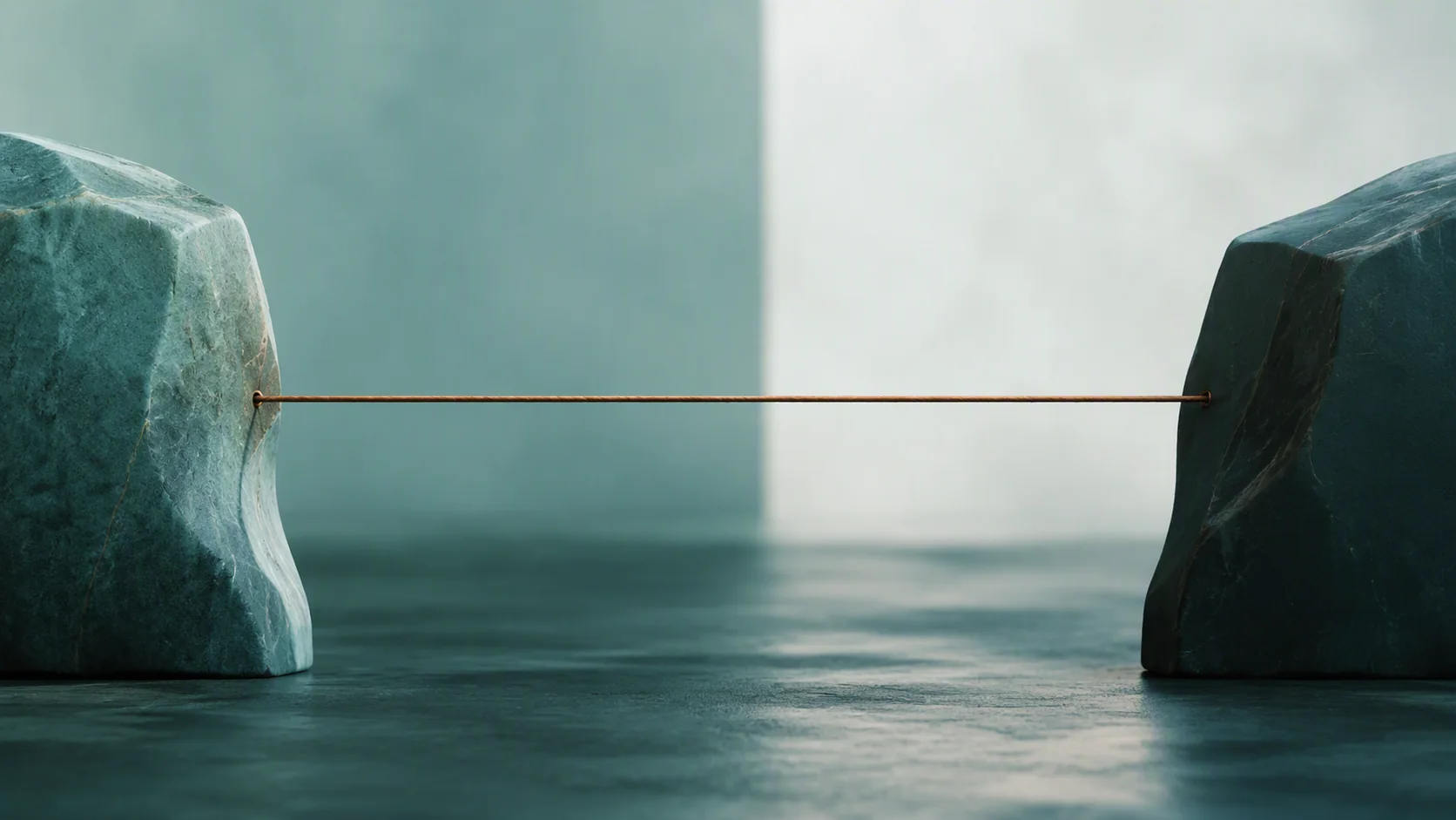 Text-free editorial scene of a measured commercial claim approaching a calm resolution.