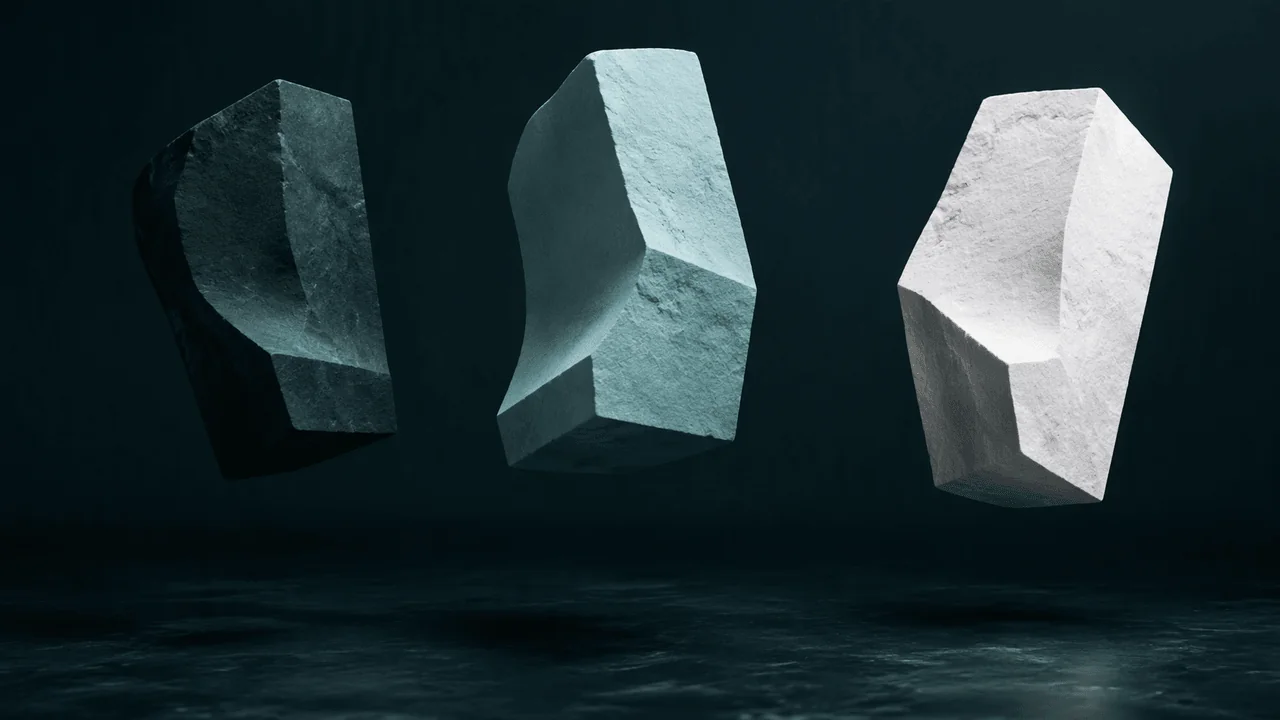Three separated abstract blocks representing material facts, law and evidence.